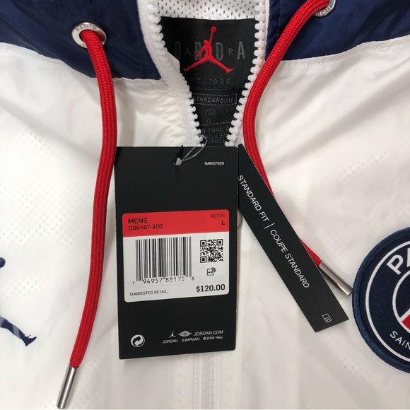 Nike Air Jordan Paris Saint-Germain Nylon Hooded Jacket Men's DB6487-100 Large - Picture 4 of 9
